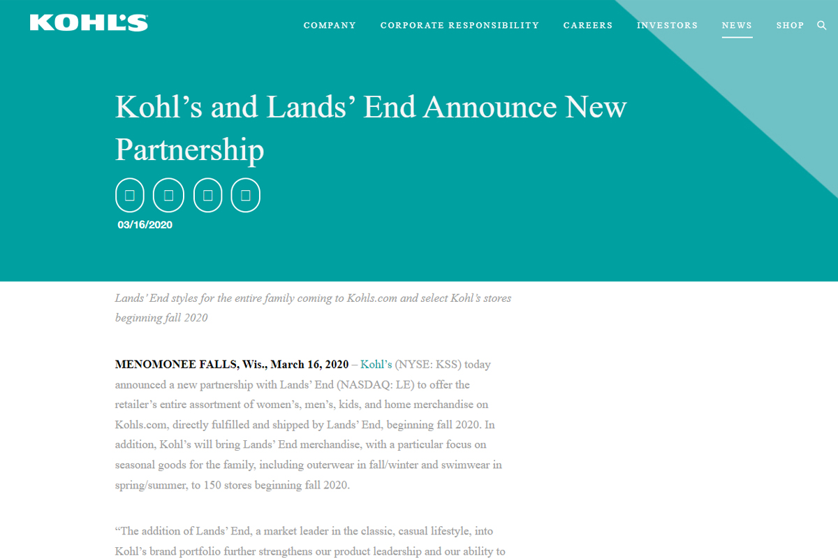 Kohls Press Release